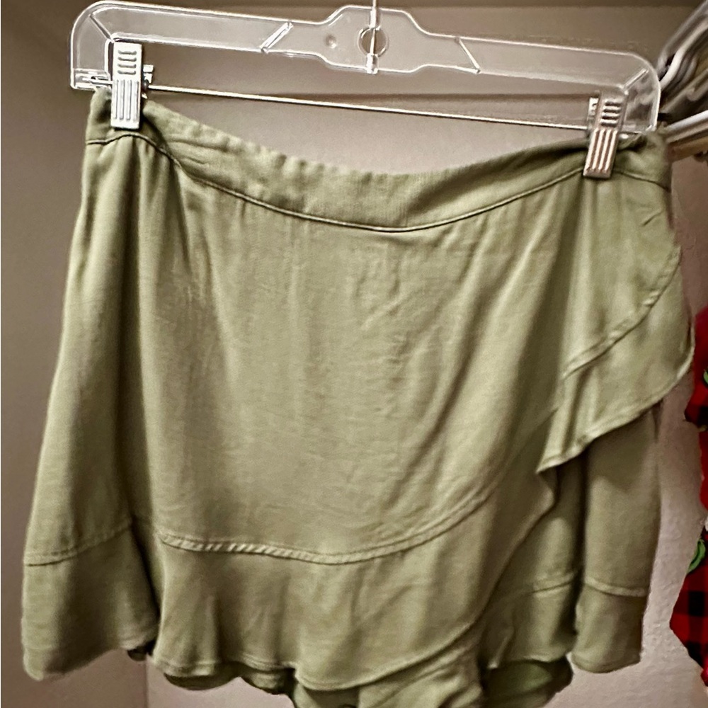 Altar'd State Sage Green Ruffle Skort